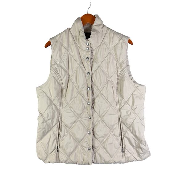 Ariat Quilt Style Insulated Puffer Vest Jacket Coat Cream White Womens 2XL XXL - Picture 1 of 11